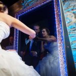 Newlyweds using the mirror